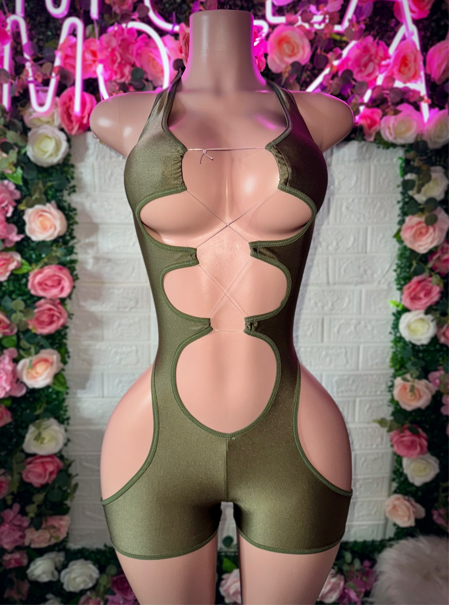 FREYA - Olive Green Romper