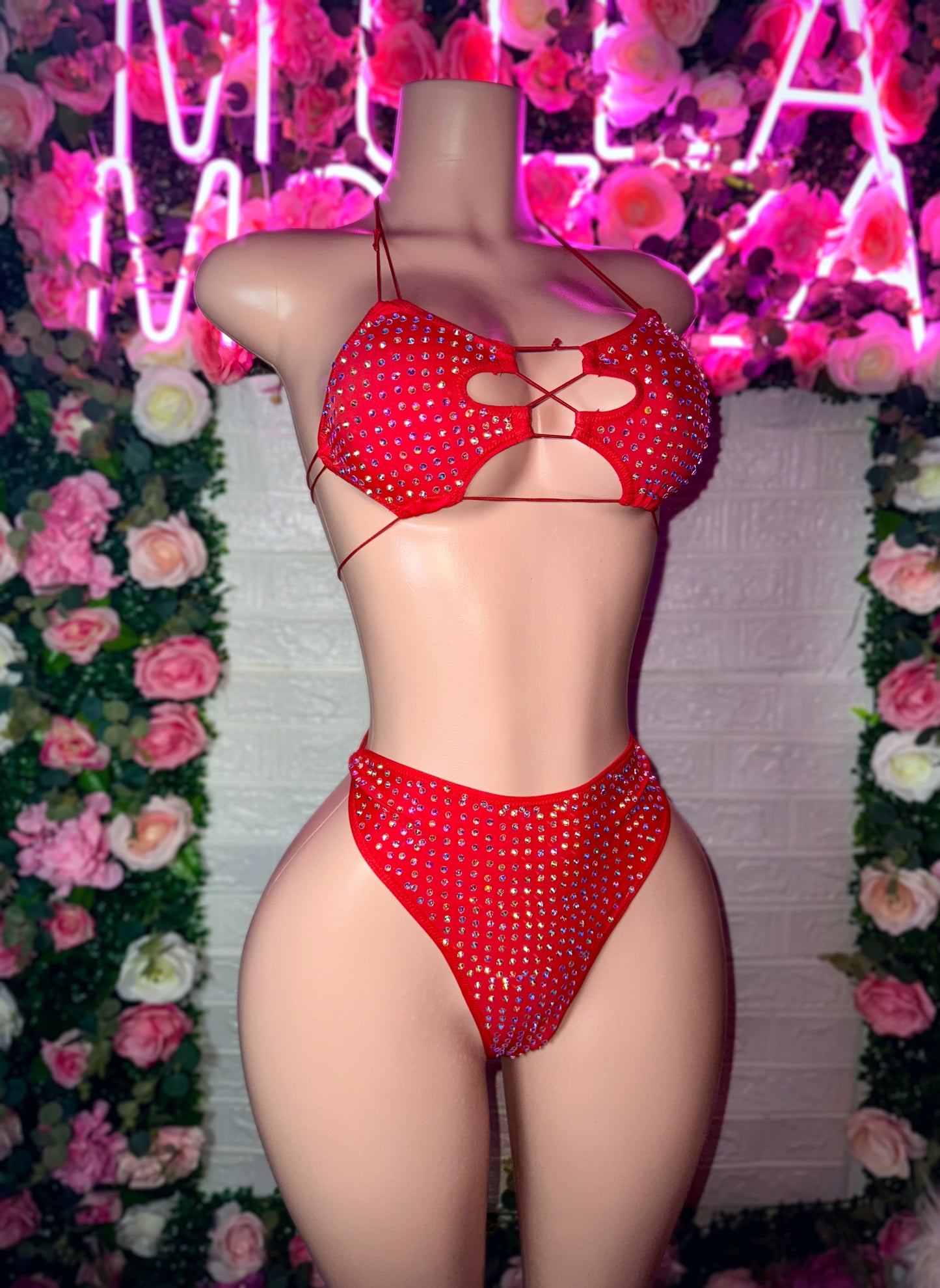 LALA - Ruby Red High Waist Two Piece