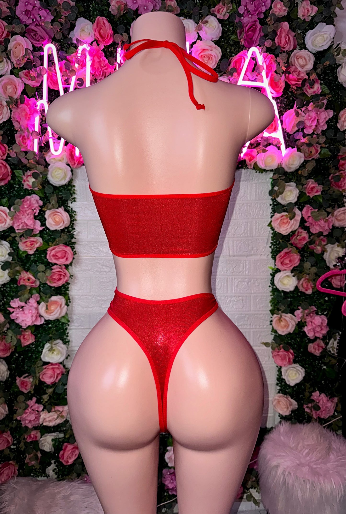 LUNA - Shiny Red Asymmetrical Two Piece