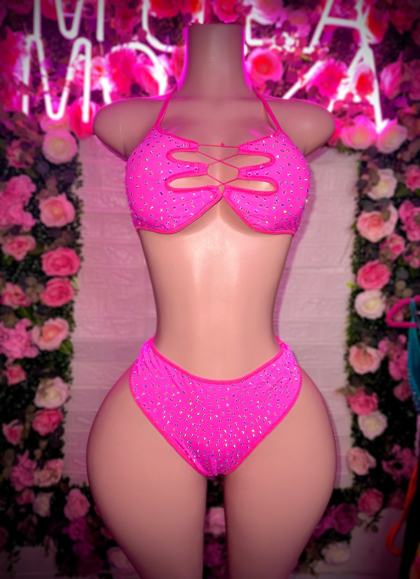 LANI - Neon Pink High Waist Two Piece