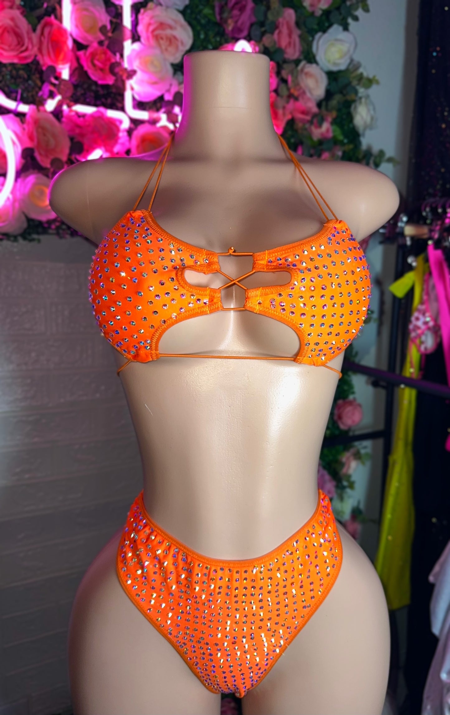 LALA - Neon Orange High Waist Two Piece