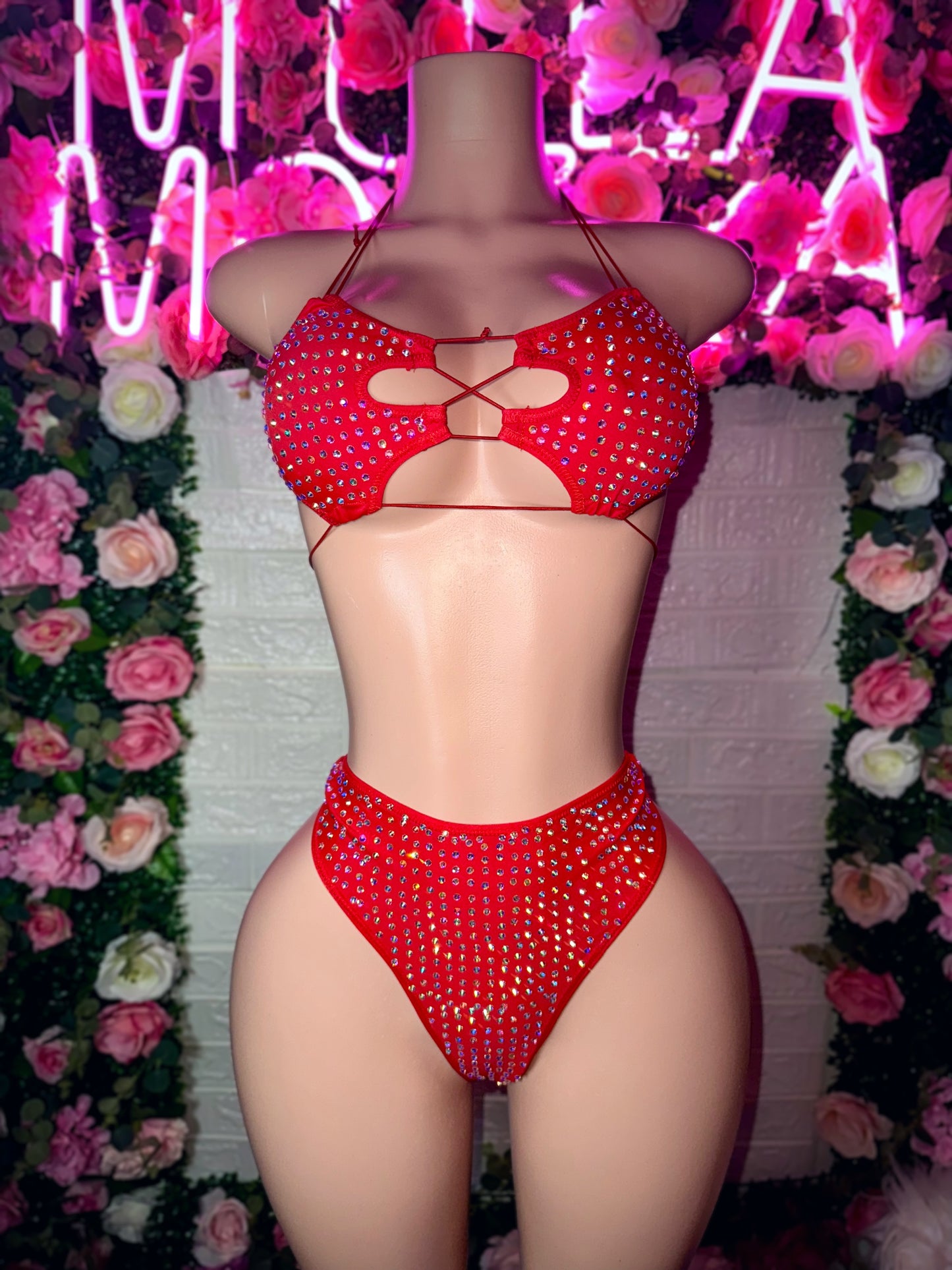 LALA - Ruby Red High Waist Two Piece