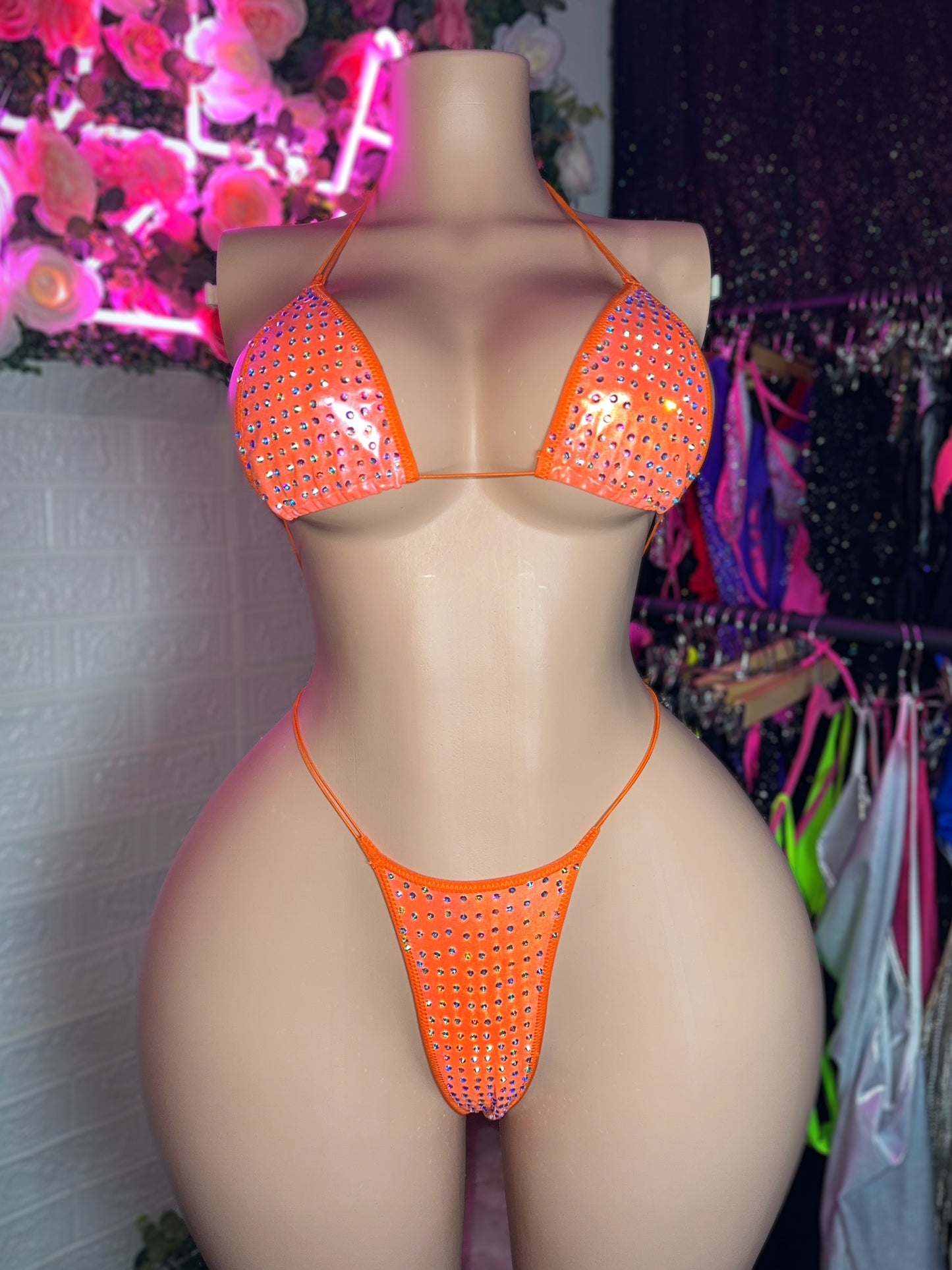 VENUS - Orange Cremsicle Rhinestone Bikini