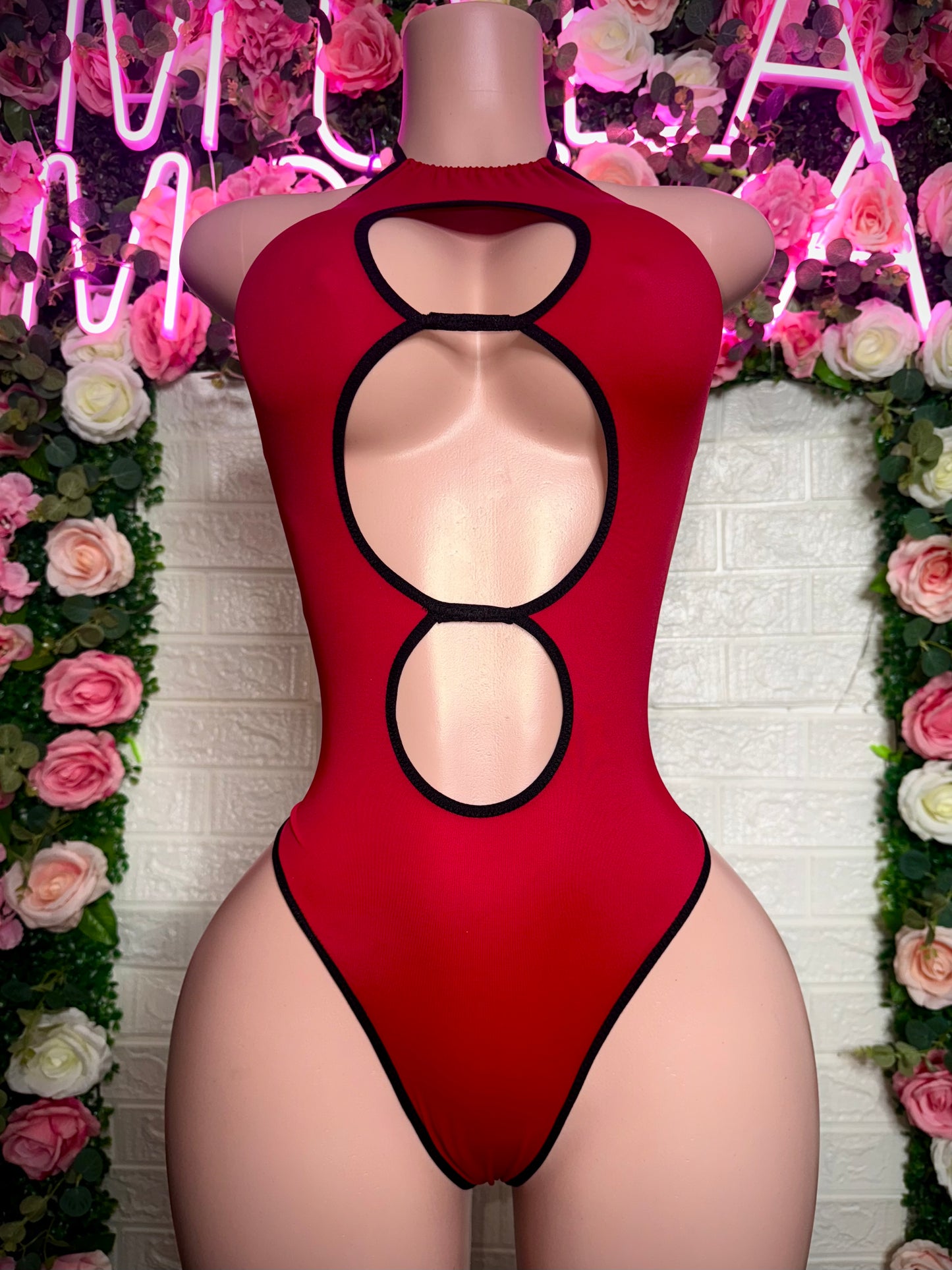 CAMILA- Red & Black One Piece