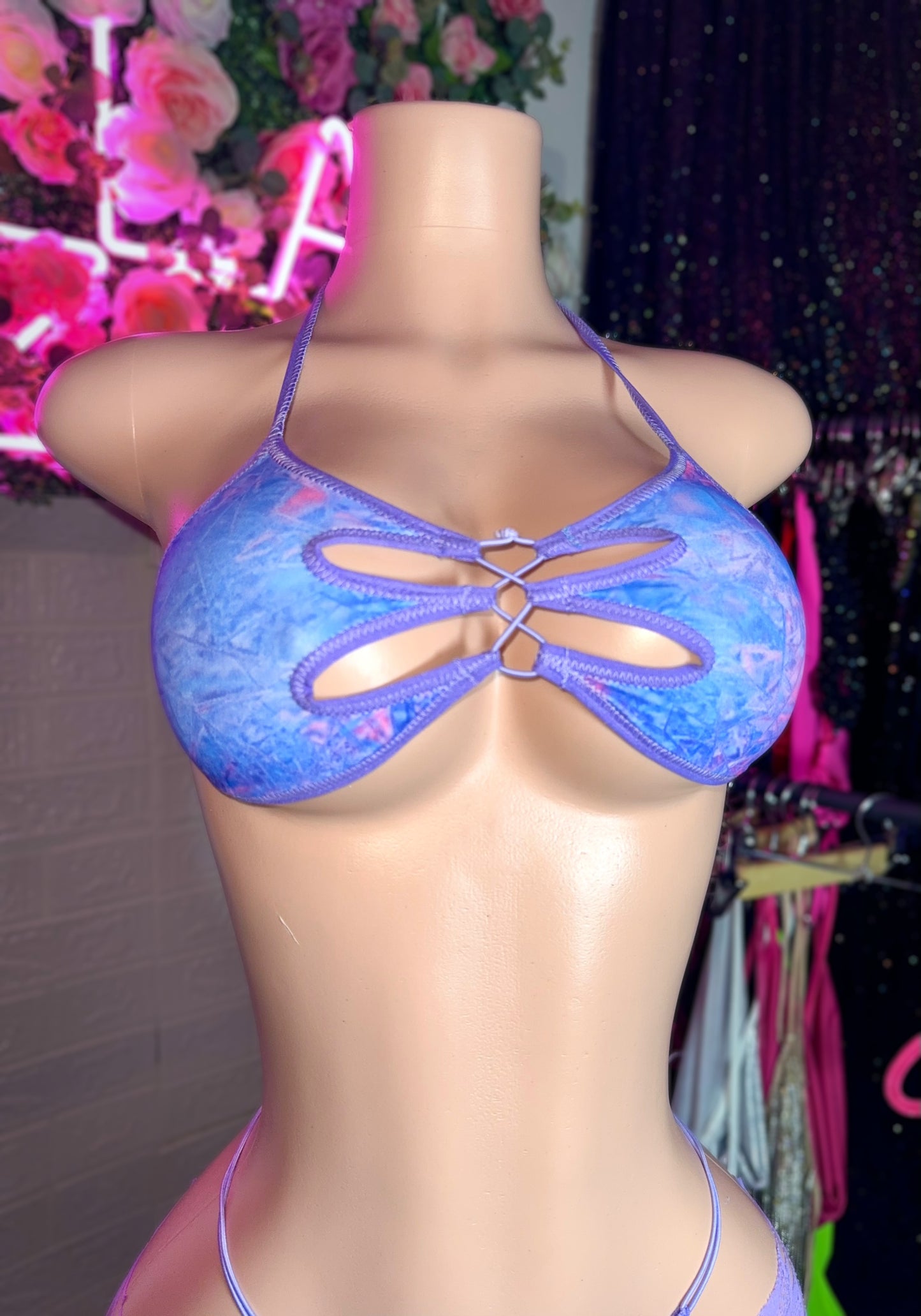 LANI - Crushed Candy Two Piece & Fishnets