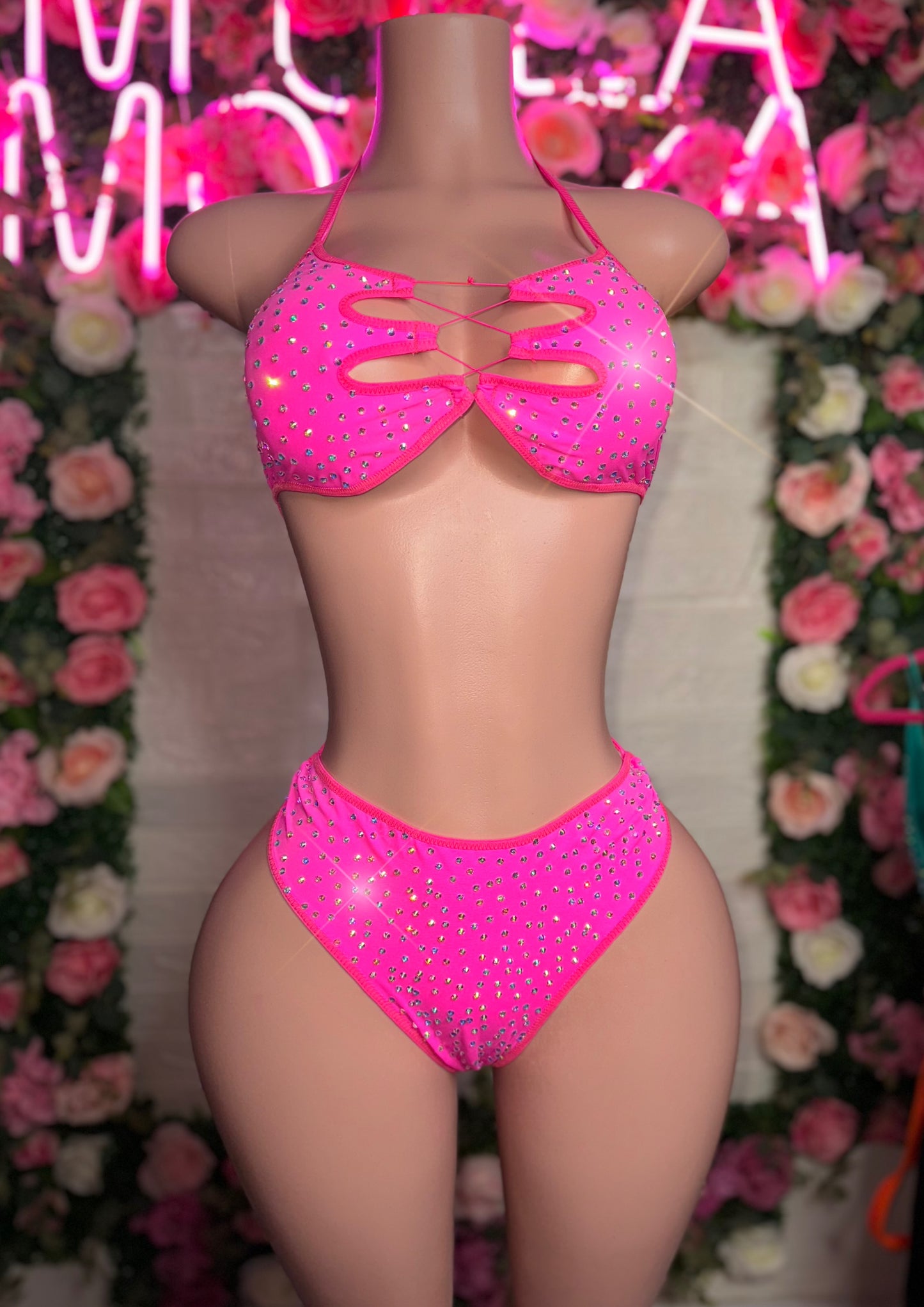 LANI - Neon Pink High Waist Two Piece
