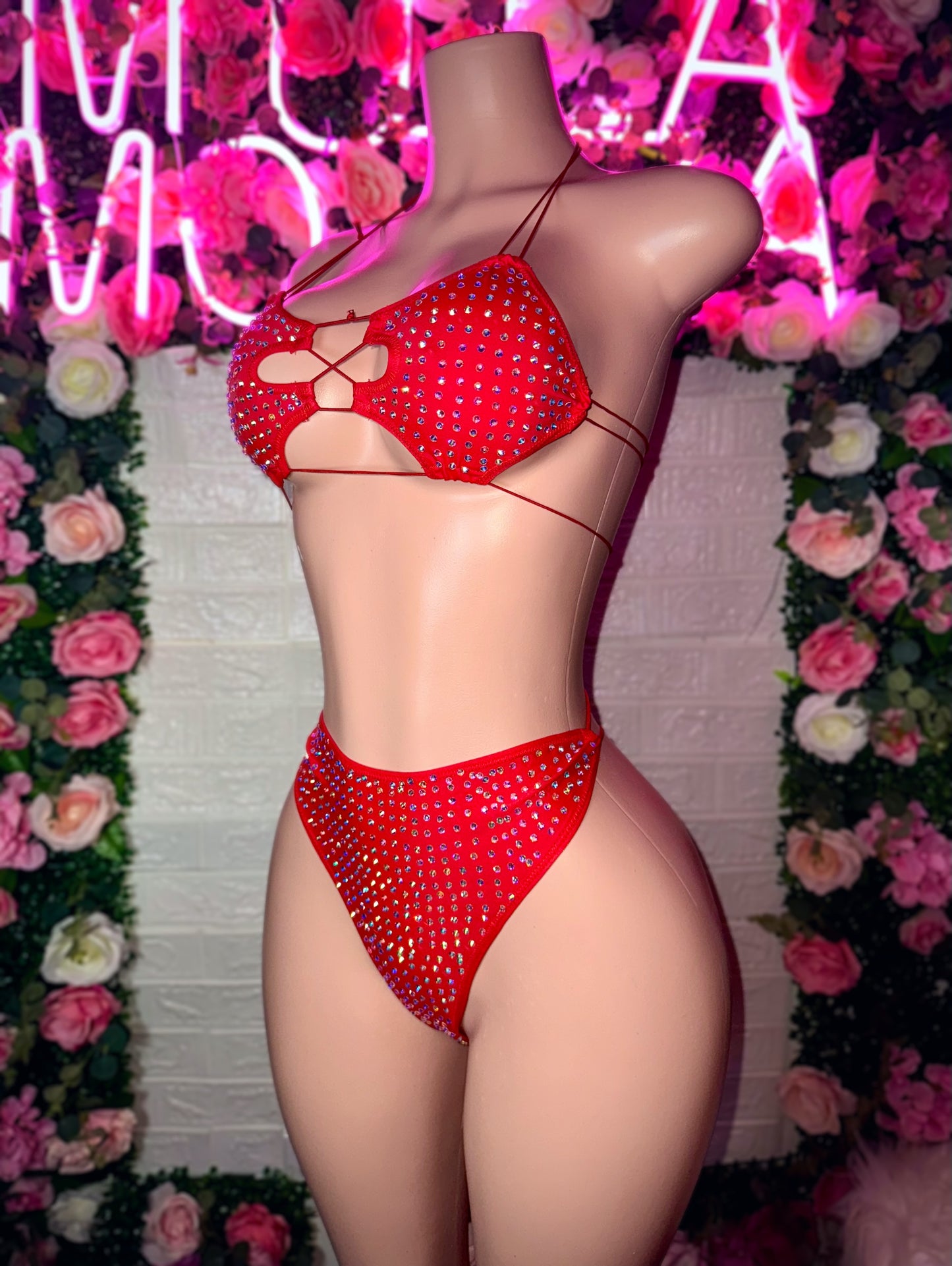 LALA - Ruby Red High Waist Two Piece