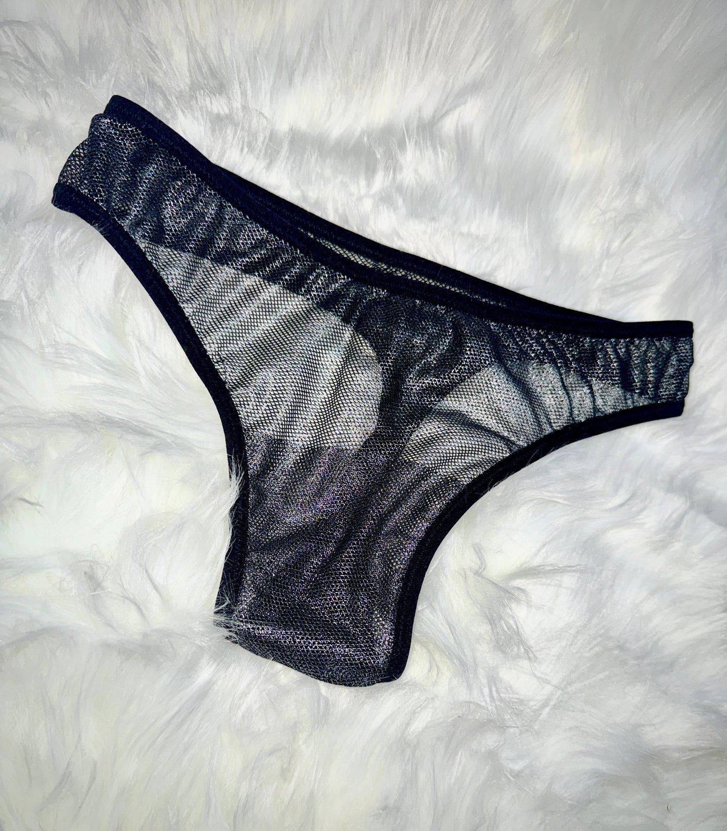 METALLIC SILVER FISHNET THONG- BOTTOM ONLY- READY TO SHIP