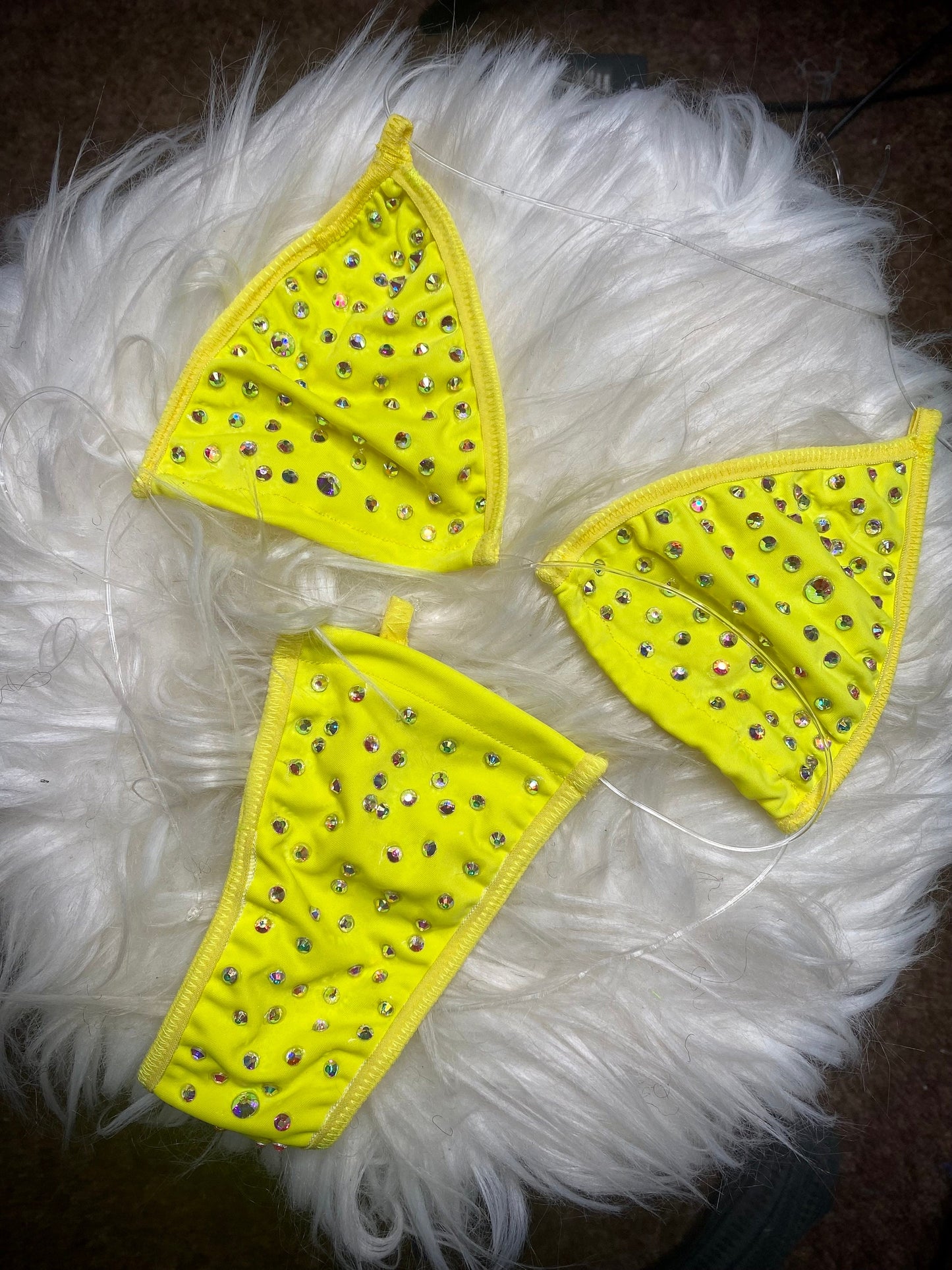 VENUS - Neon Yellow Rhinestone Bikini