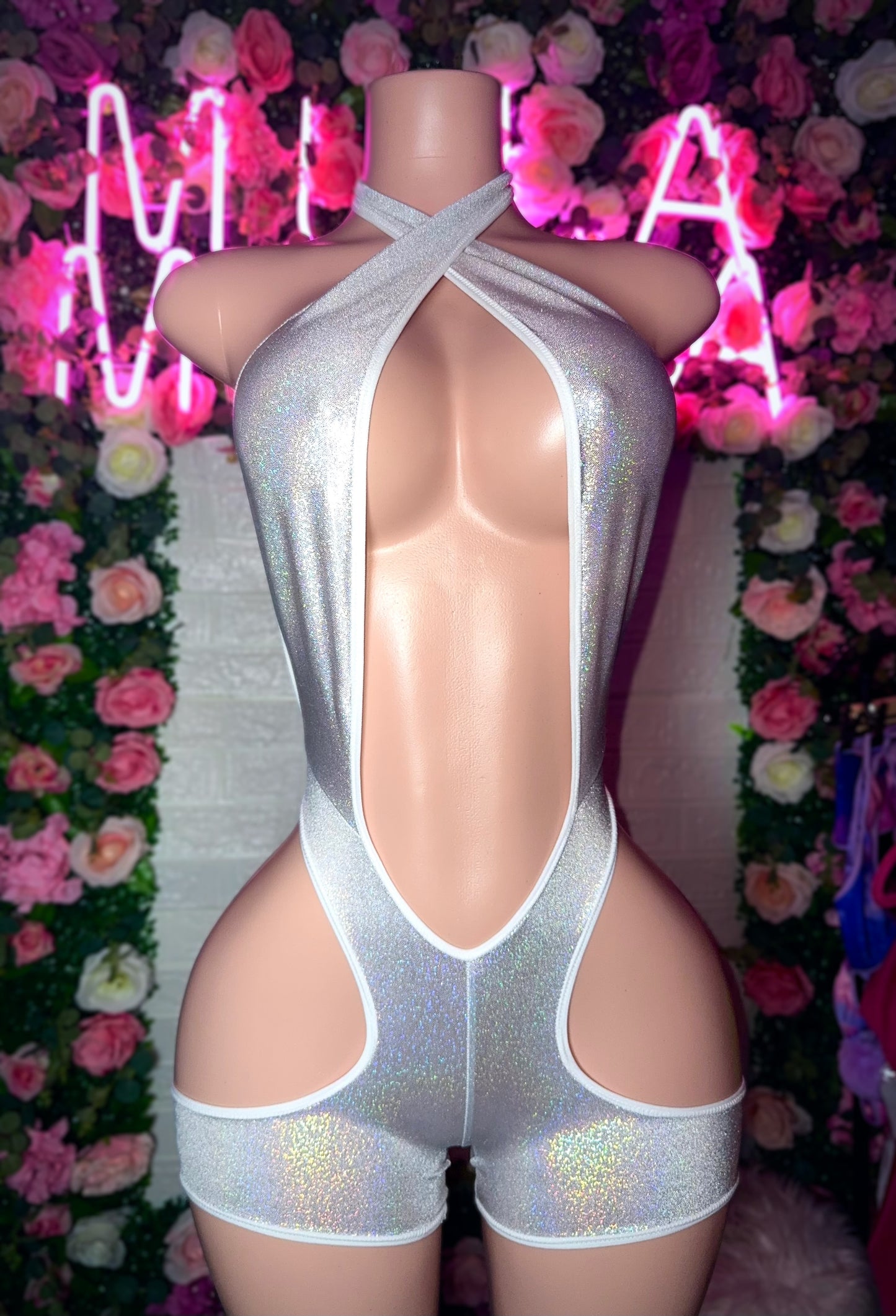 AMANDA ROMPER Metallic Silver-READY TO SHIP