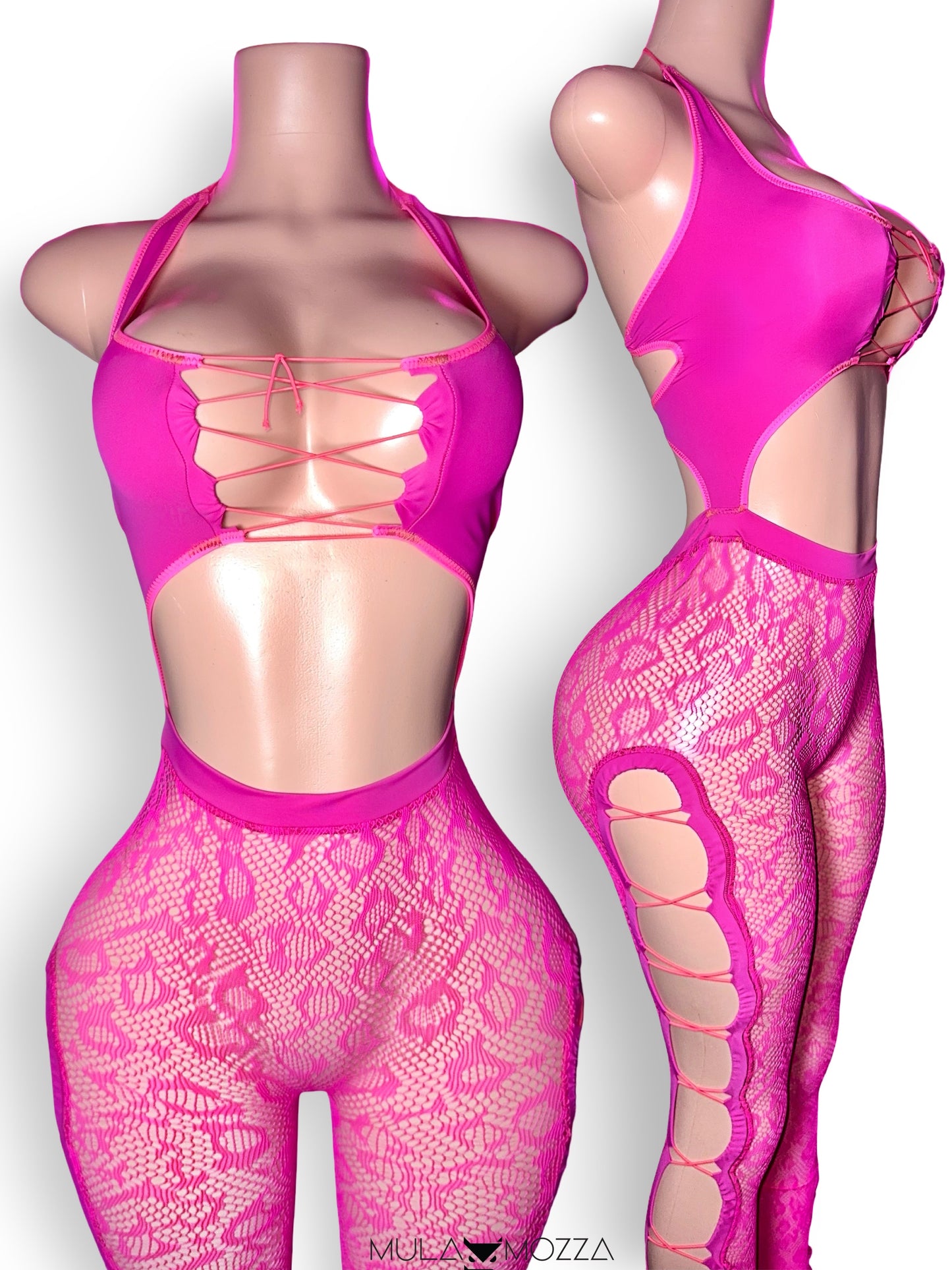 Fuchsia Fever Fishnet Jumpsuit