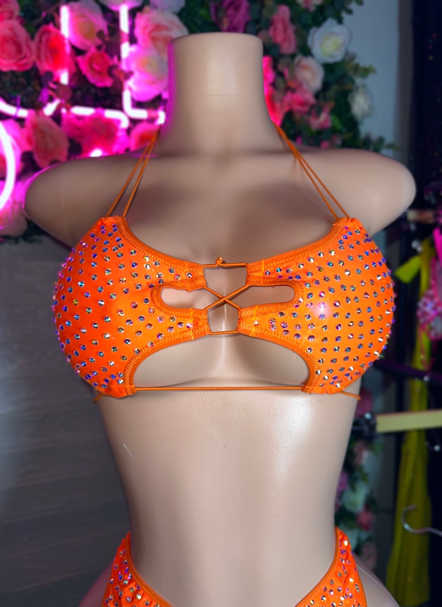 LALA - Neon Orange High Waist Two Piece