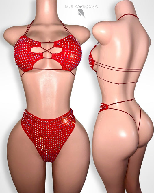 LALA - Ruby Red High Waist Two Piece