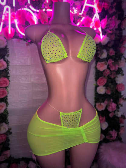 APHRODITE - Neon Green Skirt Set