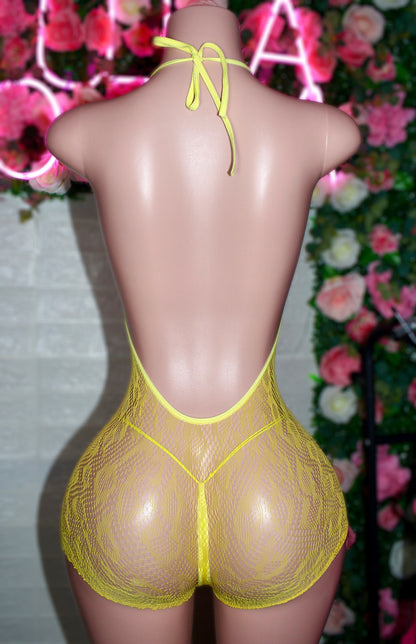 Banana Split Fishnet Romper - Ready to Ship