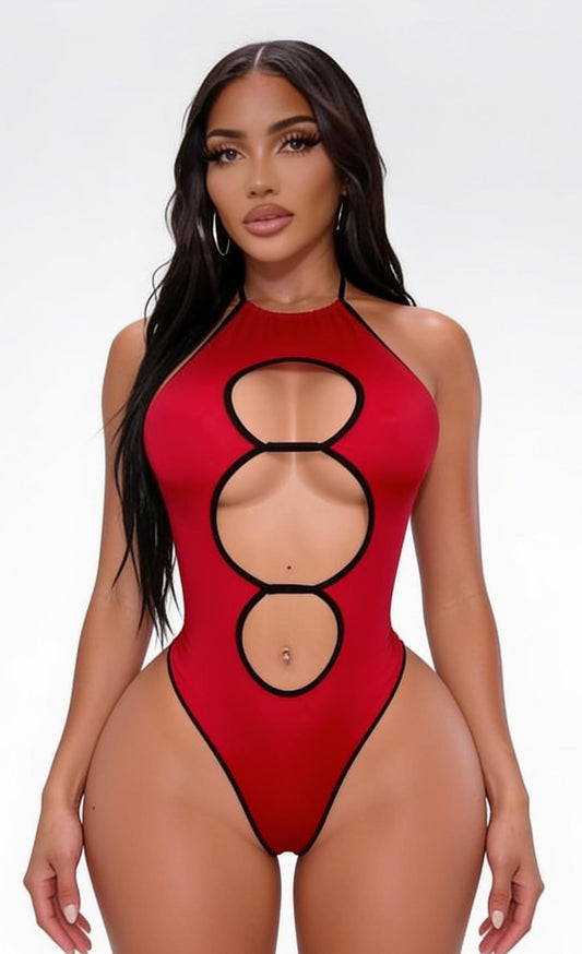 CAMILA- Red & Black One Piece