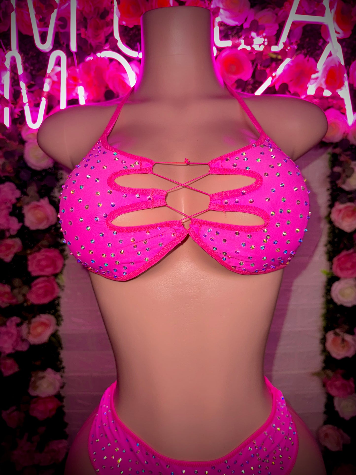 LANI - Neon Pink High Waist Two Piece