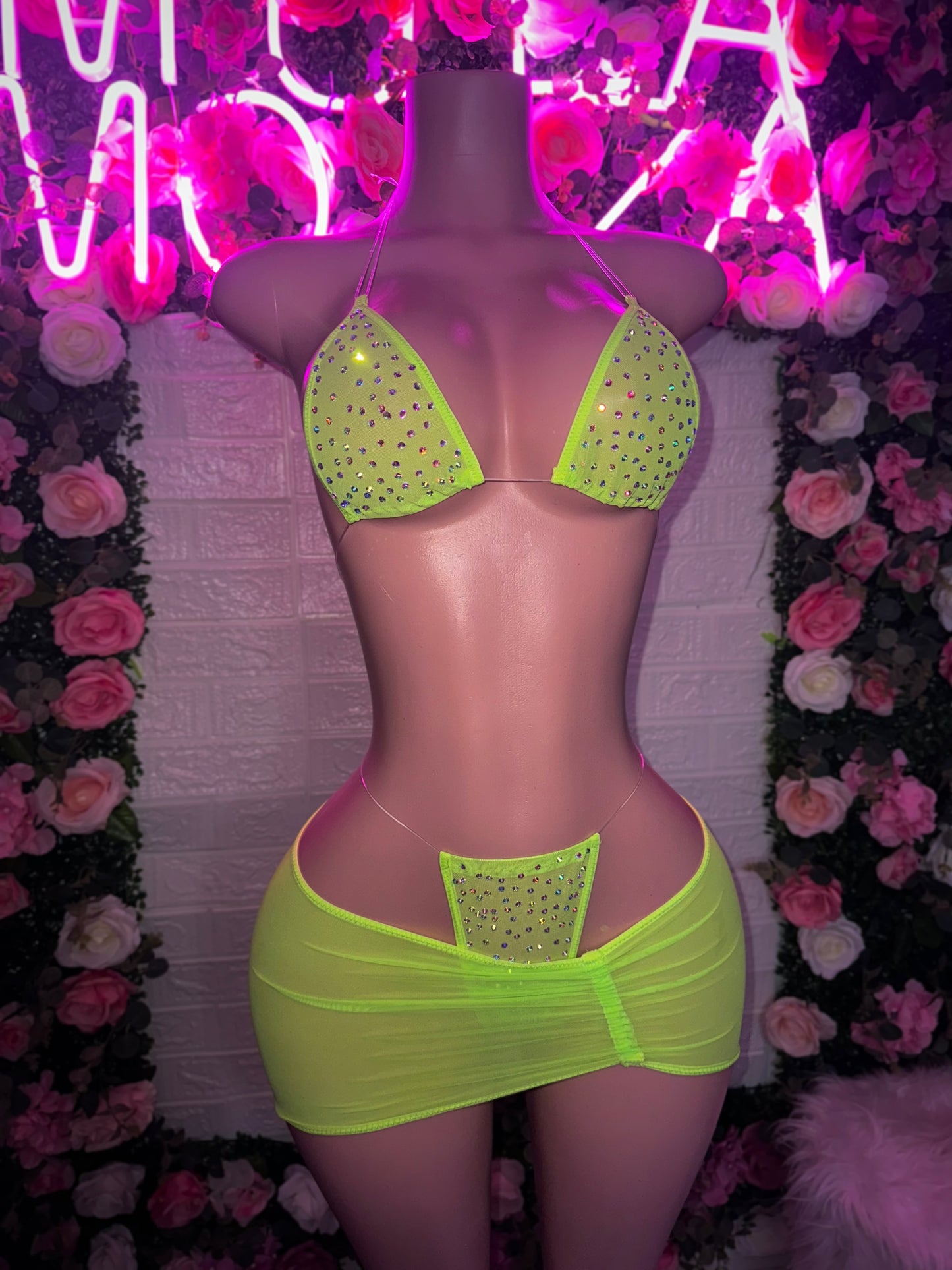 APHRODITE - Neon Green Skirt Set