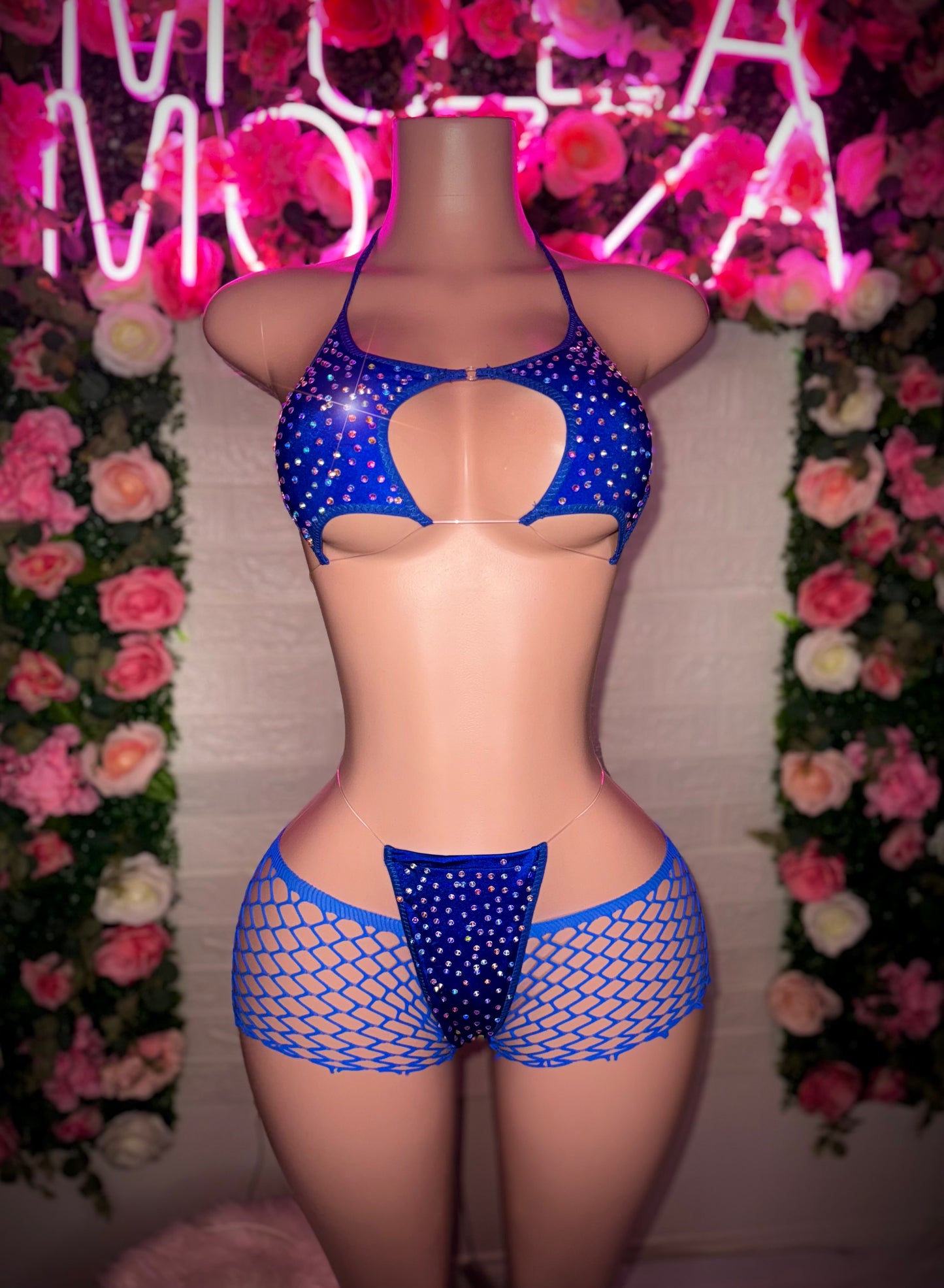 STARKINI - Royal Blue Bikini & Fishnet