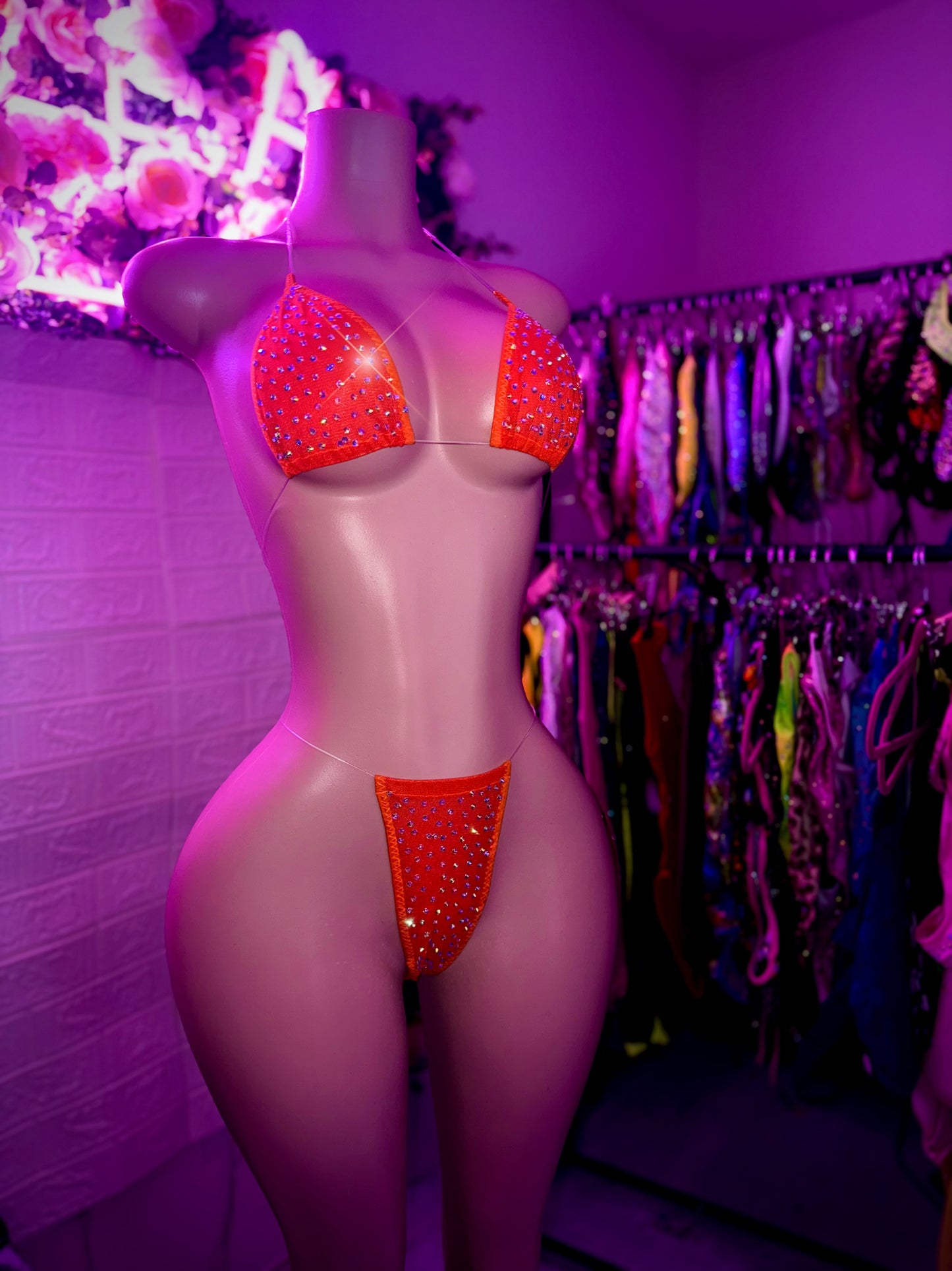 VENUS - Orange Sheer Rhinestone Bikini