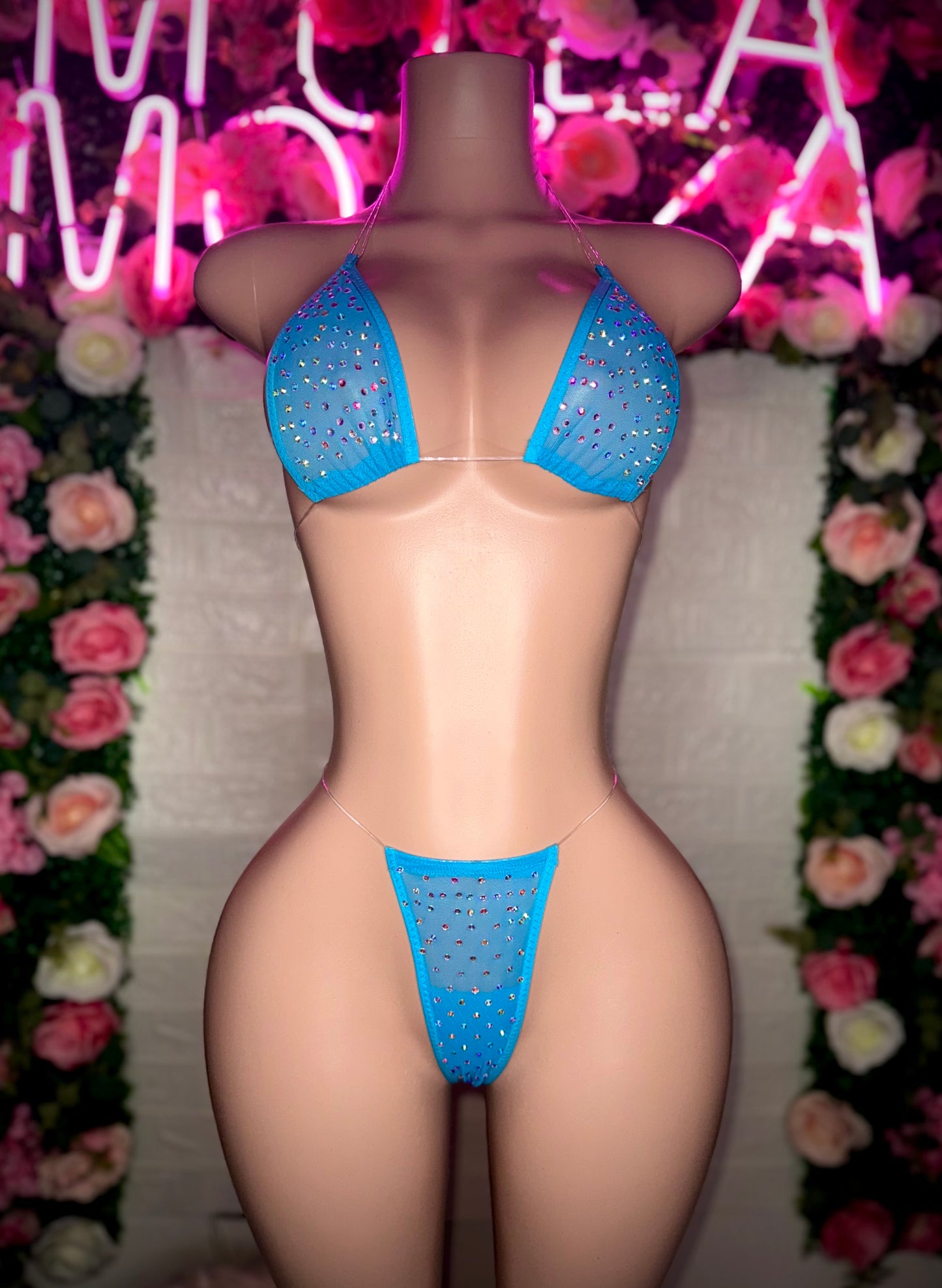 VENUS - Blue Sheer Rhinestone Bikini