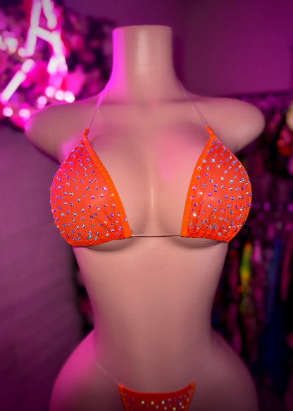 VENUS - Orange Sheer Rhinestone Bikini