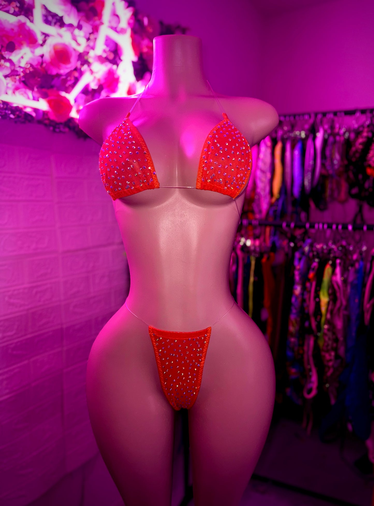 VENUS - Orange Sheer Rhinestone Bikini