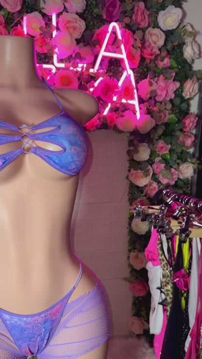 LANI - Crushed Candy Two Piece & Fishnets