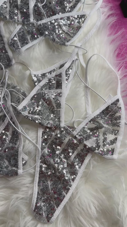PIXIE MICROKINI - Silver Sequin