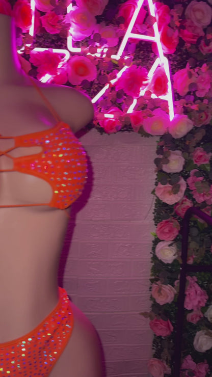 LALA - Neon Orange High Waist Two Piece