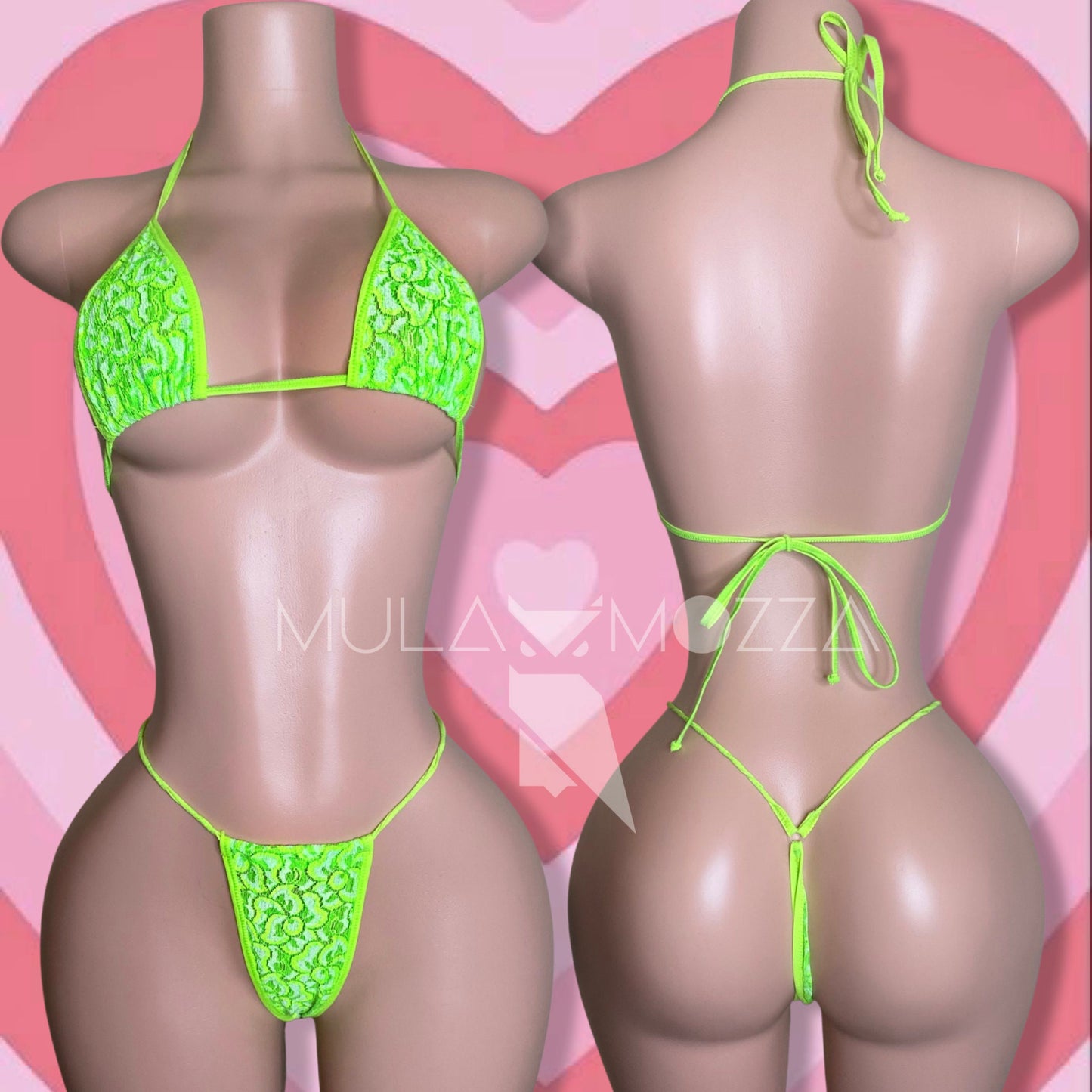 MICROKINI - Neon Green Lace Bikini