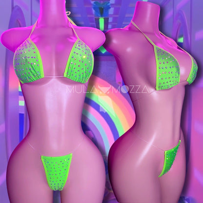 VENUS - Neon Green Rhinestone Bikini